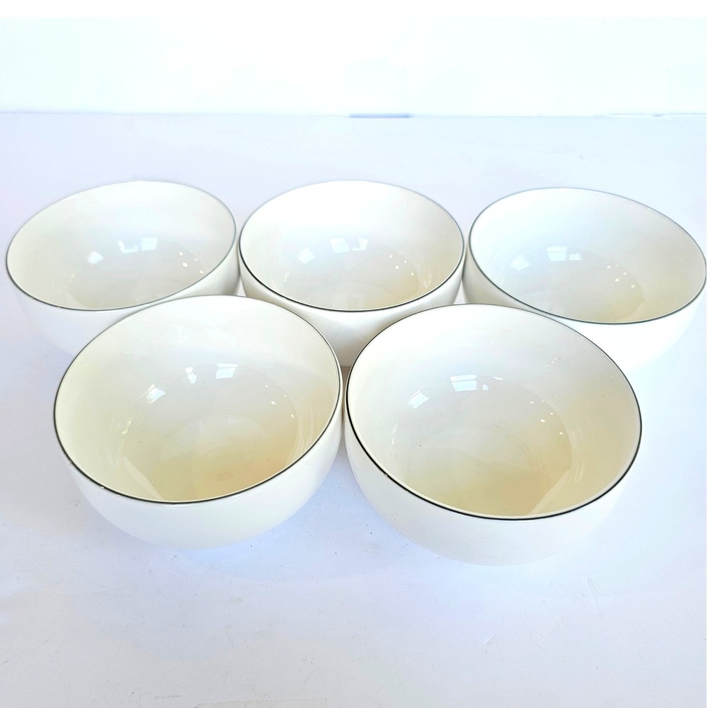 Classic White Ceramic Bowls - Set of 5